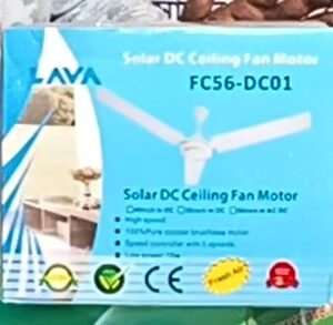 LAVA Ac/Dc 56 inch Solar ceiling fan with Remote and Regulator, Only 24w. 12v for DC, 220v for AC