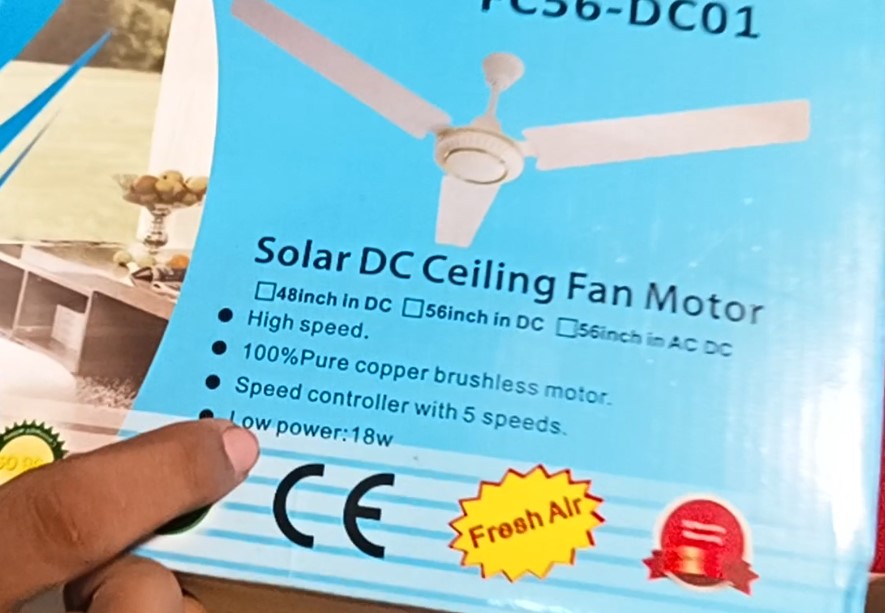 LAVA Ac/Dc 56 inch Solar ceiling fan with Remote and Regulator, Only 24w. 12v for DC, 220v for AC - Image 3