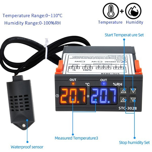 STC-3028 AC 220v Digital Temperature and Humidity Controller AC 220V - Image 2