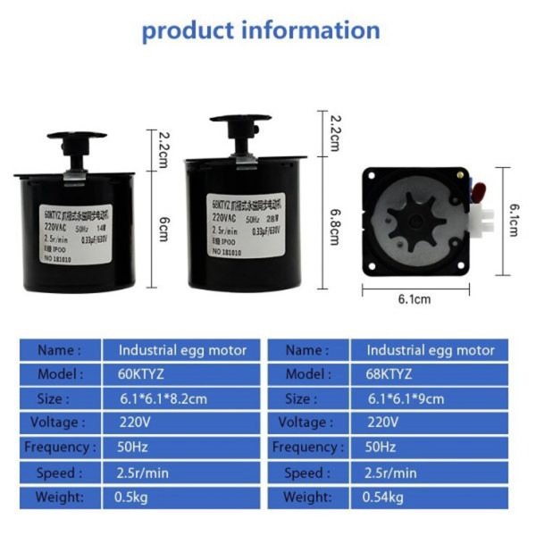 28W AC 220V 2.5r/M Turning Motor for Automatic Egg Incubators with Gear Deceleration Controllable Permanent Magnet Synchronous Motor - Image 3