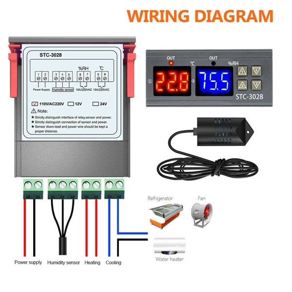 STC-3028 AC 220v Digital Temperature and Humidity Controller AC 220V - Image 8