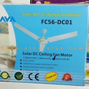 LAVA Dc 56 inch Solar ceiling fan with Remote and Regulator, Only 24w. 12v for DC