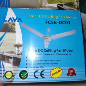 LAVA Ac/Dc 56 inch Solar ceiling fan with Remote and Regulator, Only 24w. 12v for DC, 220v for AC