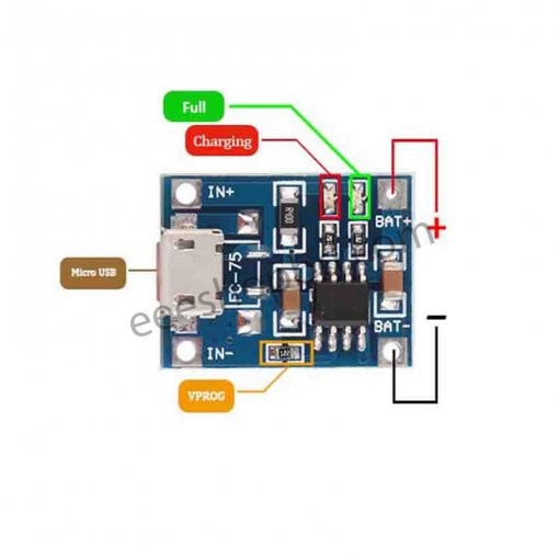 TP4056 Mini 3.7V Li-ion Charger Module 1A With Battery Protection Micro USB - Image 2