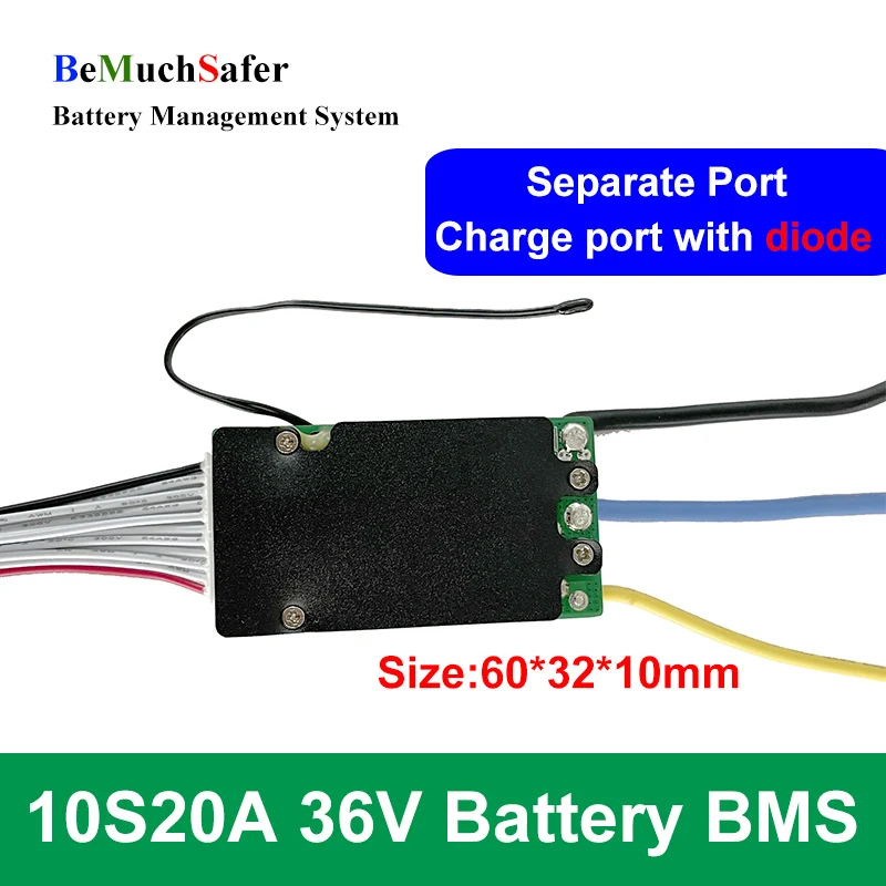 BeMuchSafer 10S 20A 36V Battery BMS 10S20A Separate Port PCM With On/Off Switch Temperature Sensor for DIY Battery PACK - Image 2