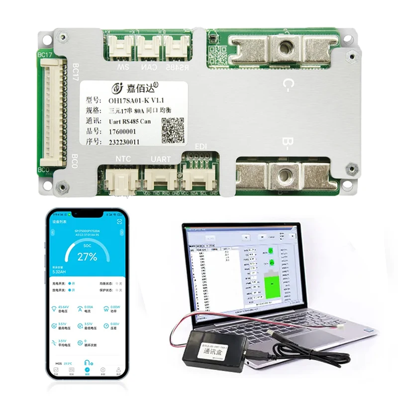 BMS JBD Smart BMS Lifepo4 16S 48V 100A 7S 8S 24V 36V 10S 12S BT BMS Li-ion With UART RS485 NTC For 18650 E-bike Lithium Battery - Image 5
