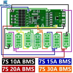 1~5PCS BMS 7S 24V 10A 15A 20A 30A Li-ion 18650 Battery Charge Board With Balance Function Short Circuit / Temperature Protection