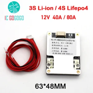 40A 80A 3S Li-ion 4S Lifepo4 Lithium Battery Protection Board 12V 18650 3.7V 3.2V with Balance BMS for Motor Energy Storage Lamp