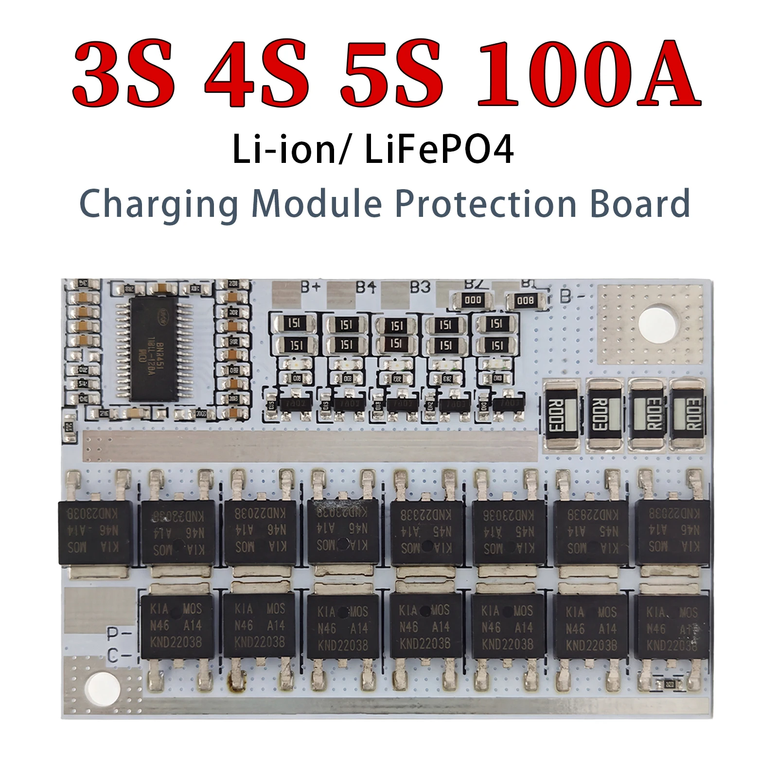 3S/4S/5S BMS 12V 100A Li-ion/LiFePO4 LMO Ternary Lithium Battery Protection Circuit Board Li-Polymer Balance Charging Module - Image 6