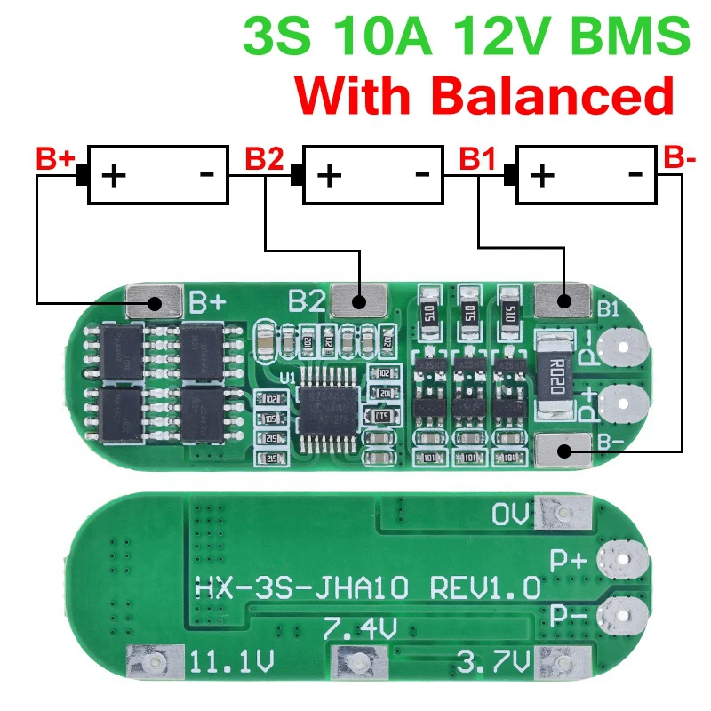 1/5pcs 3S 10A 12V Lithium Battery Charger Protection Board For 18650 Li-ion Battery Cell Charging BMS 11.1V 12.6V With Balanced
