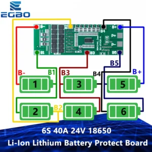 6S 40A 24V 18650 Li-Ion Lithium Battery Protect Board Solar Lighting Bms Pcb With Balance For Ebike Scooter