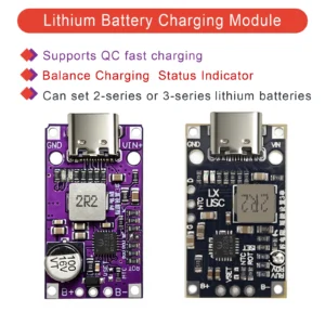 2S 3S Type-C USB BMS Charging Module 15W 8.4V 12.6V Lithium Battery Boost Board with Balanced Fast Charge QC for DIY Charger PCB