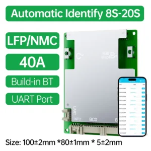 JBD BMS Automatic Identify 8s-20s 8S 24V 9S 10S 36V 13S 16S 48V 18S 20S 72V 40A 50A 60A LFP NMC Smart BMS Built-in BT With UART