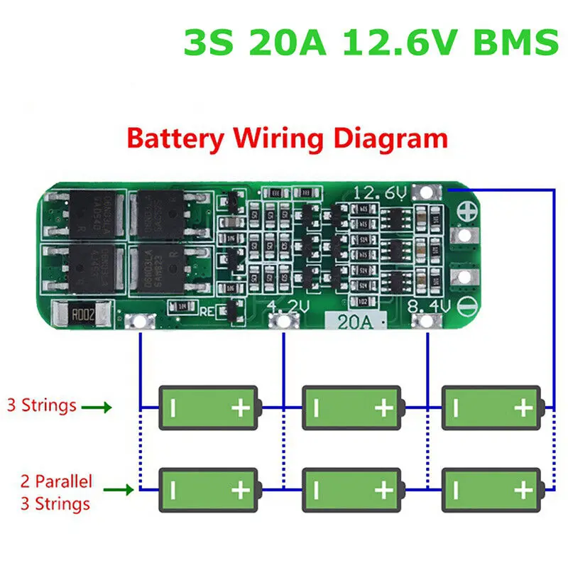 1-20pcs 3S 20A Li-ion Lithium Battery 18650 Charger PCB BMS Protection Board 12.6V 59x20x3.4mm Li-ion Battery for Drill Motor - Image 4