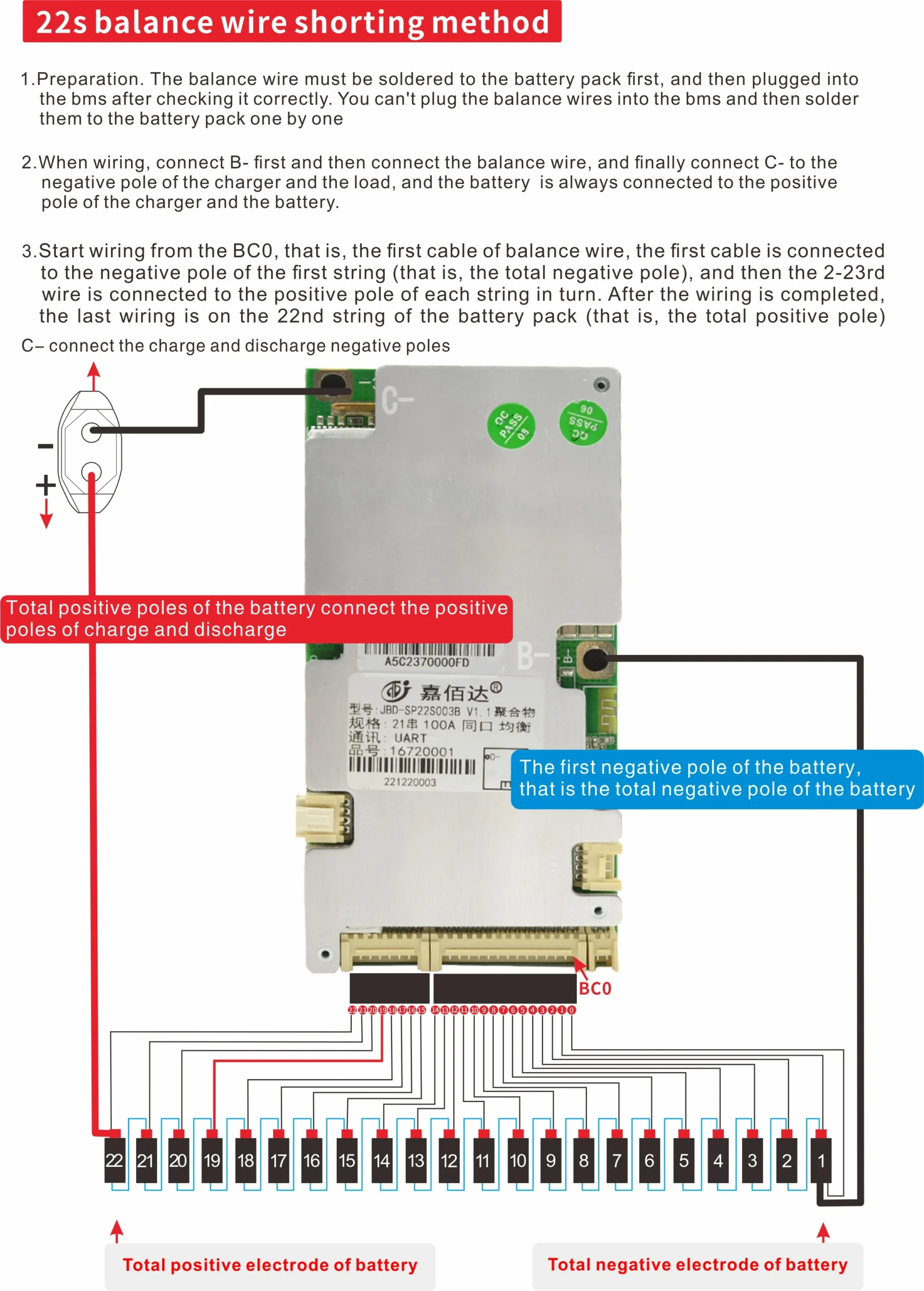 BMS JBD Smart Lifepo4 BMS 6S 8S 12S 13S 14S 16S 20S 21S 22S Uart Built-in BT 40A 100A 24V 36V 48V 60V For E-bike Li-ion Battery - Image 6