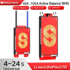 BMS Lifepo4 DALY 100 Smart BMS 4S 8S 12S 13S 14S 16S 17S 20S 24S Bluetooth APP Balance UART CANBUS RS485 40A 60A 100A Lifepo4 Li-ion LTO