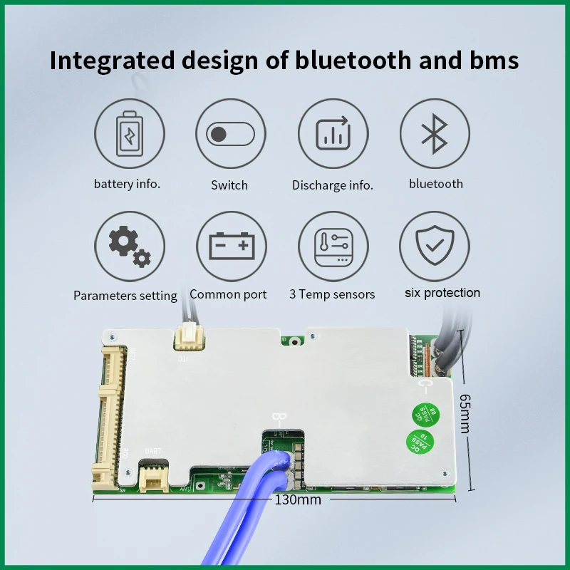 BMS JBD Smart Lifepo4 BMS 6S 8S 12S 13S 14S 16S 20S 21S 22S Uart Built-in BT 40A 100A 24V 36V 48V 60V For E-bike Li-ion Battery - Image 4