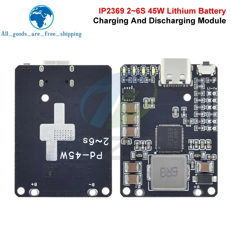 IP2369 45W 2S~6S Lithium Battery Charging Discharging BMS 3S 4S 5S Li-ion/LiFePO4 Battery Charger For Power Banks Drone Charge