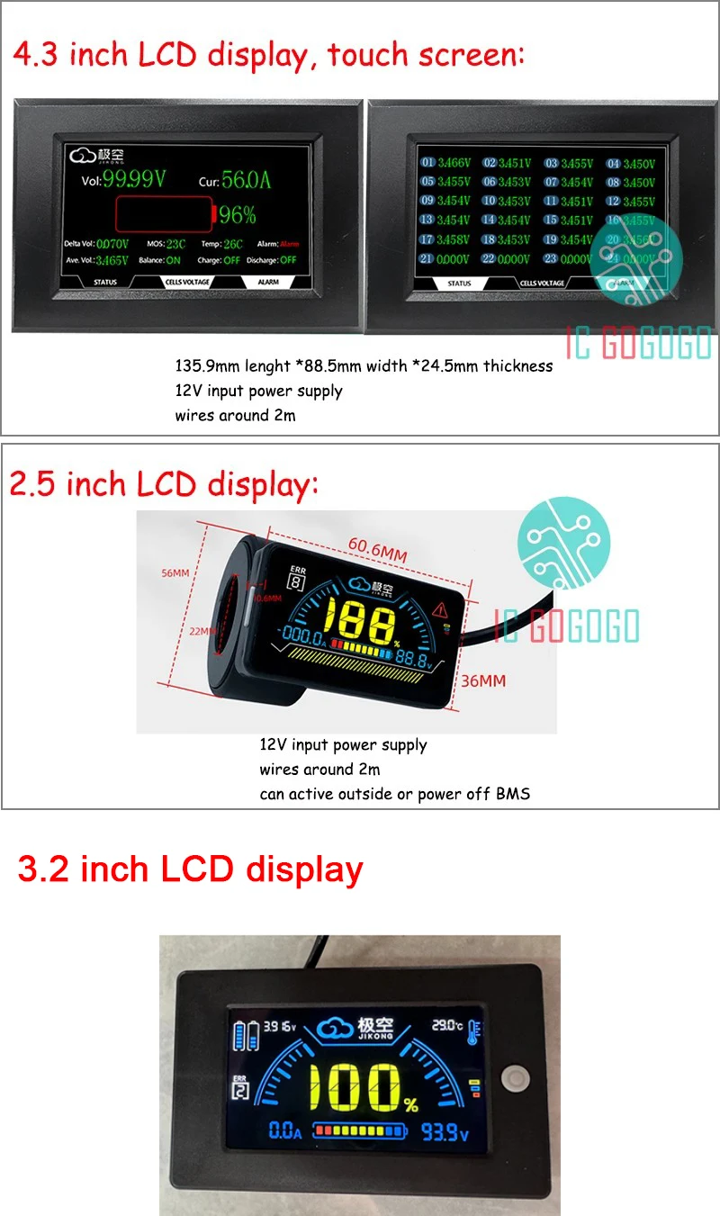 Accessories for JK Jikong Active Balancer BMS Cable Wire Connector Adapter RS485 Module 4.3 2.5 LCD Display Switch Button On - Image 6