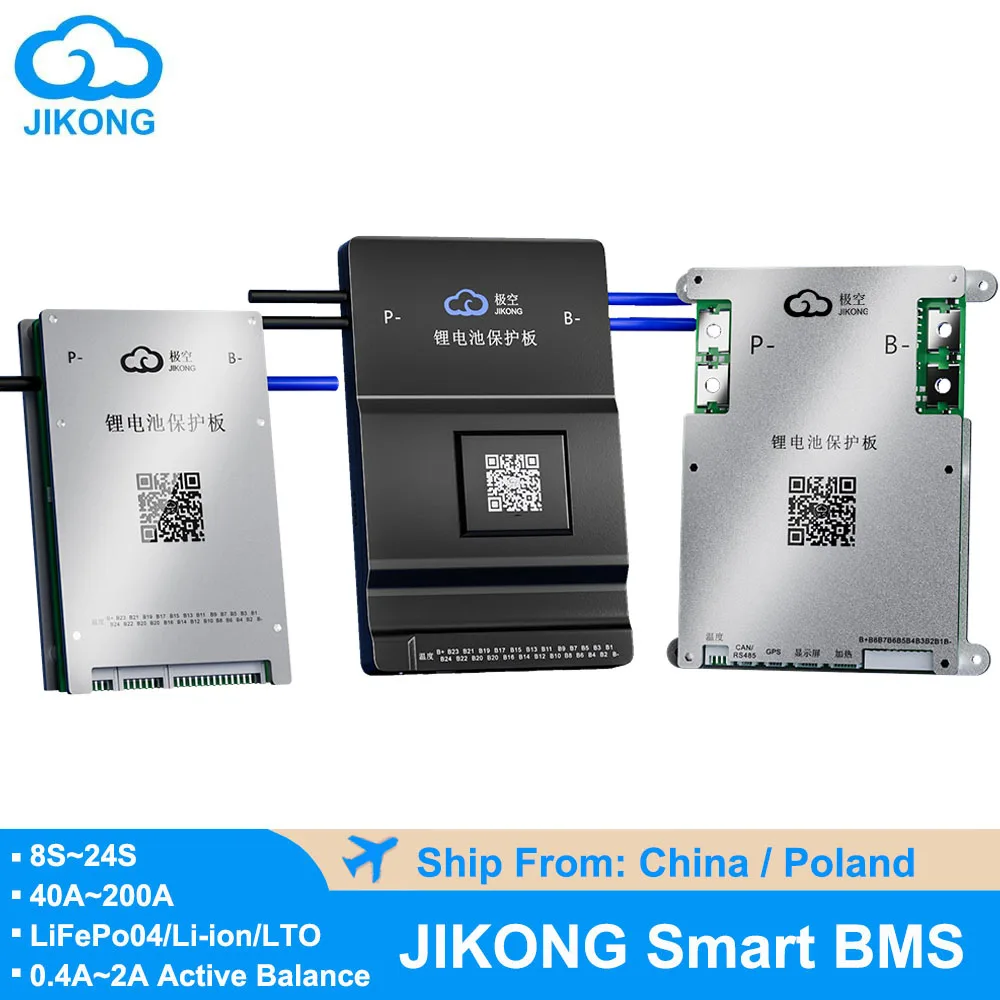 JIKONG BMS JK Smart BMS 8S 12S 13S 14S 16S 17S 20S 24S Active Balance 40A 60A 80A 100A 120A 150A 200A Lifepo4 Li-Ion Lto Battery