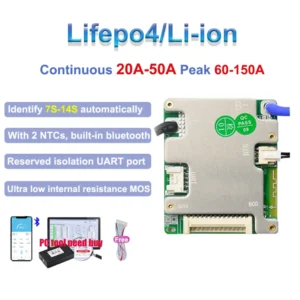 BMS Lifepo4 JBD Smart BMS Automatically Identify 7S 8S 9S 10S 11S 12S 13S 14S Lifepo4 Li-ion 24V 48V BMS With UART BT For Lithium Batteries