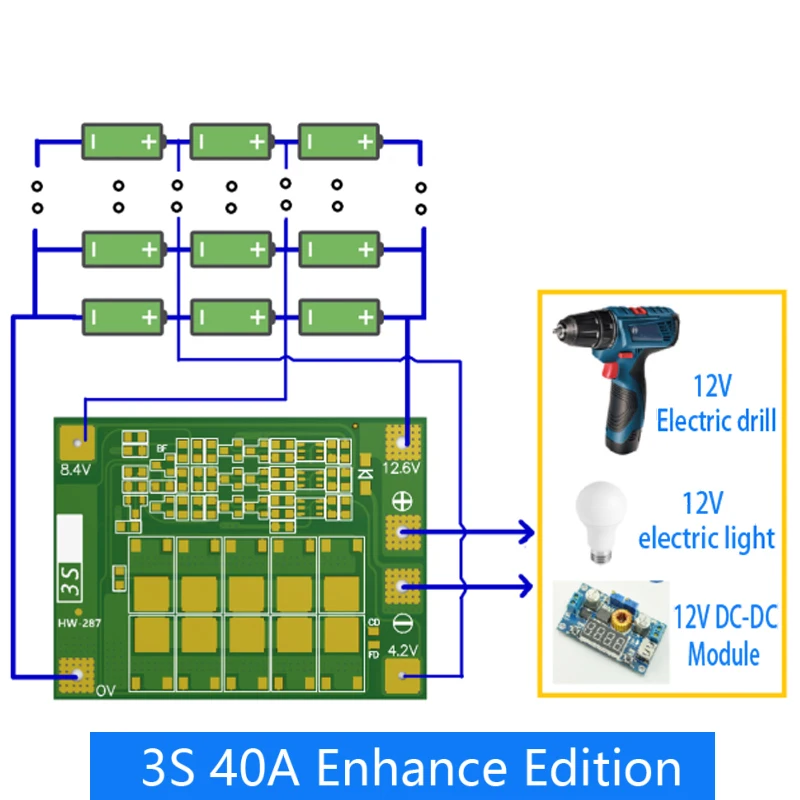 2S 3S 4S Li-ion Lithium Battery 18650 Charger Protection Board BMS 20A 25A 40A 60A Enhance Balance with Balance For Drill Motor - Image 3