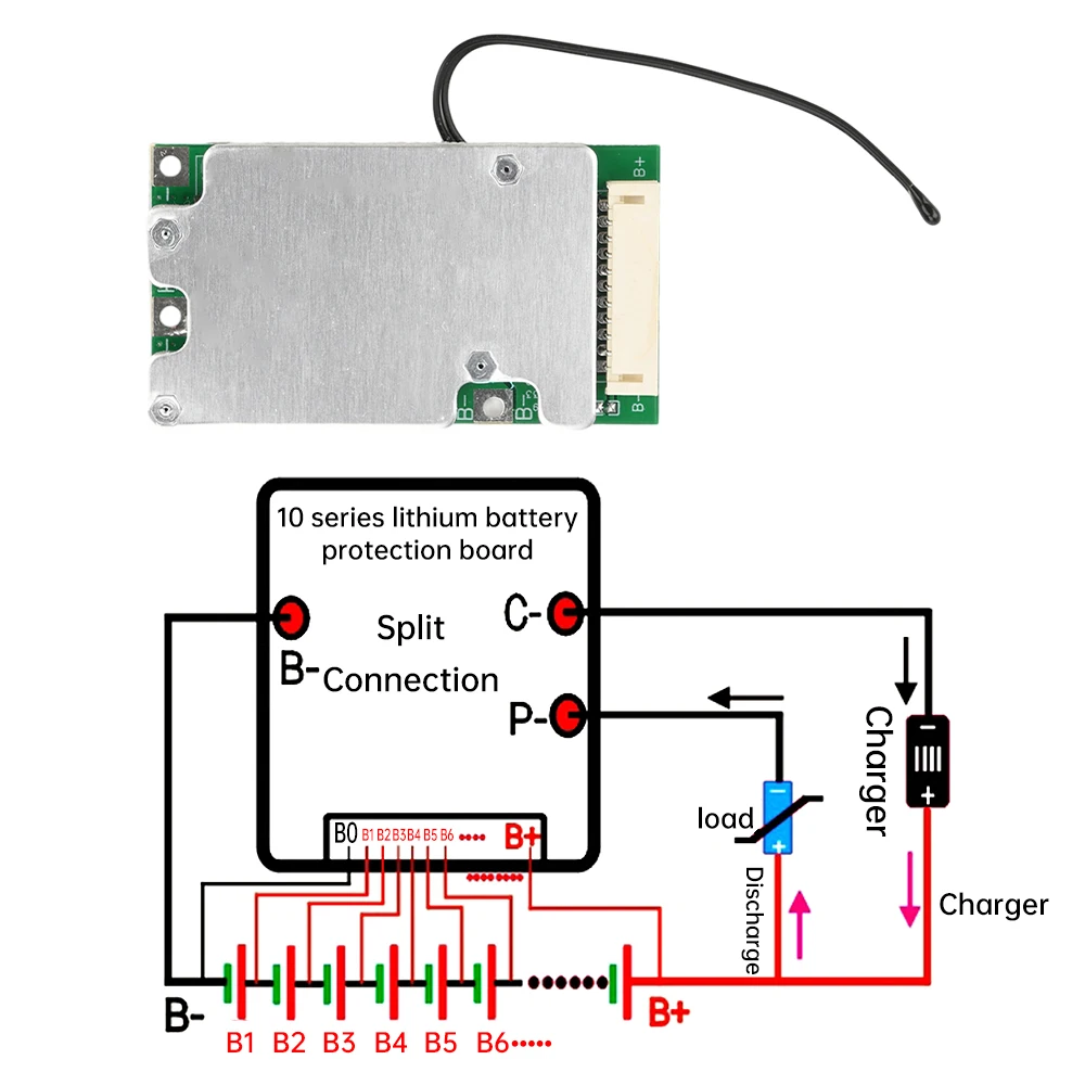 BMS 10S 36V 30A Lithium Battery Charge Board PCB 18650 Battery Balanced Protection Board Li-ion Cell Balancer for Electric Car - Image 2