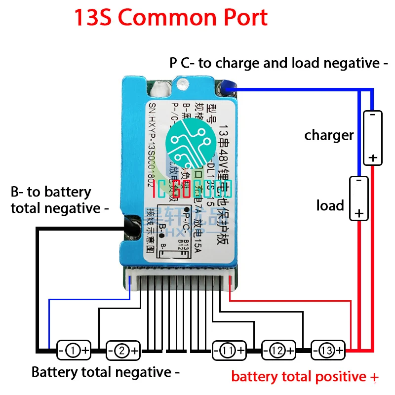 15A 20A 10S 36V 13S 48V Li-ion Lithium Ion Battery Protection Board Common Split Port Pack BMS TC Temperature Sensor Heat Sink - Image 6