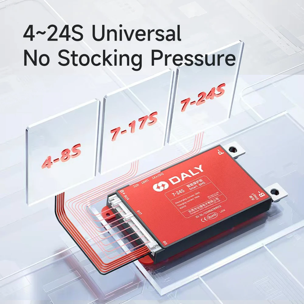 Daly Red Y Smart BMS 4-8S 7-17S 7-24S Automatically Identified 30A-200A Build-in BT UART Li-ion LiFePo4 LTO E-bike E-vehicle - Image 3