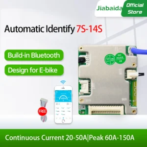 JiaBaiDa Automized Identify 7s-14s 7S 8S 9S 10S 11S 12S 13S 14S 20A 30A LFP NMC Smart BMS 24V 36V 48V Battery Management System