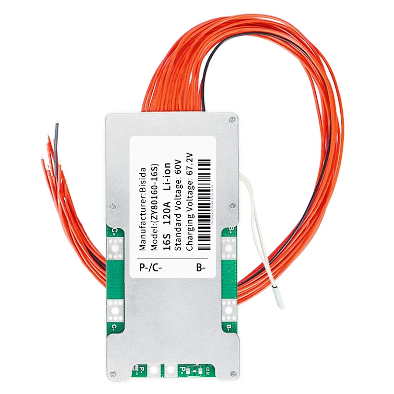 16S BMS 60V 20A/30A/50A/100A Lithium PCB Protection Board with Balance Wire and NTC, Common Port, Ten Protection Functions - Image 6