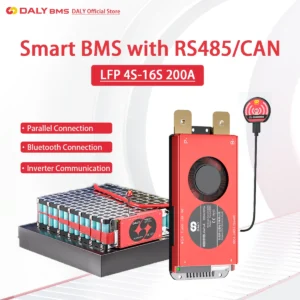 Daly Smart BMS Lifepo4 BMS Board 4S 12V 8S 24V 16S 48V 3.2V 200A BMS for 18650 Battery Pack RS485 CANBUS Inverter Communication