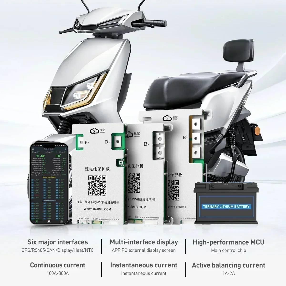 JIKONG JK-B1A8S10P+4.3 Display Lifepo4 Li-Ion Lto Battery 100A Active Balancer Smart BMS 4S-8S 12V/24V Active Balance Current 1A - Image 3