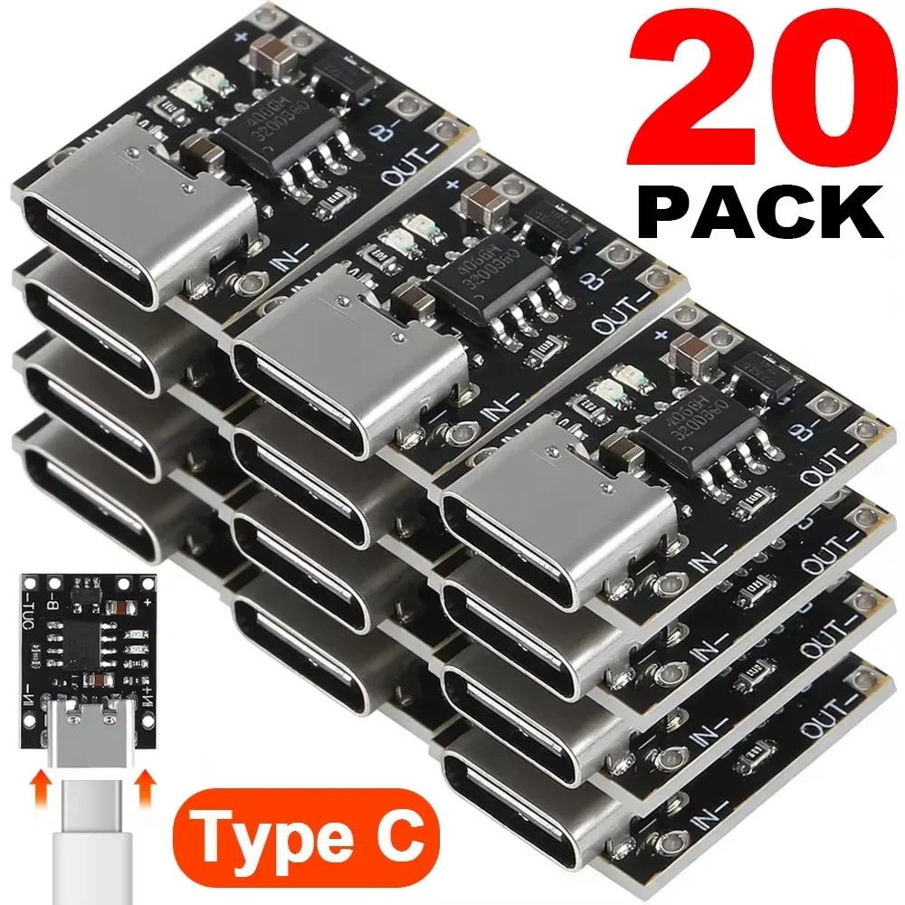 TP4056 Charging With Protection 1-20Pcs TP4056 3.7V Lithium Battery Charging Discharging Board With Protection Type-C USB Type C Li-ion Battery Charging Board