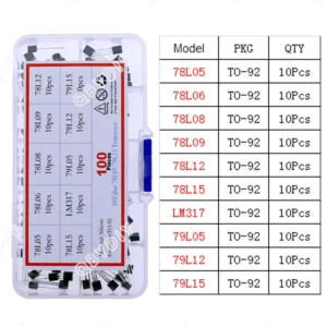 TO-92 Transistor Kit TO-92 TO-92L TO-126 TO-220 Series Mosfet Triode Thyristor PNP NPN Transistor Assortment Kit Box