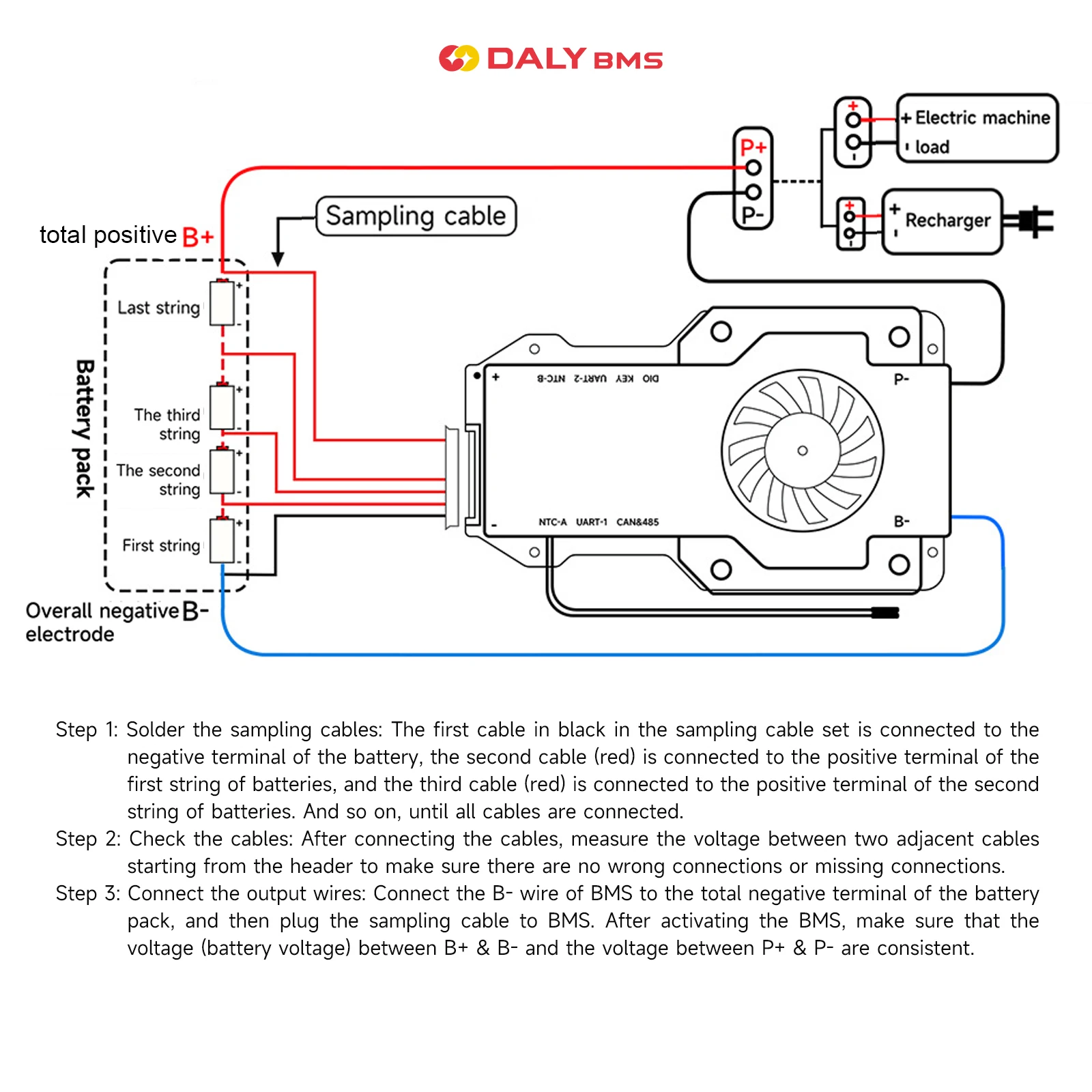 Daly Smart BMS 40-500A BT APP UART 3S 4S 6S 7S 8S 10S 12S 13S 14S 15S 16S 17S 20S 24S Li-ion LiFePo4 LTO 12V 24V 36V 48V 60V 72V - Image 5