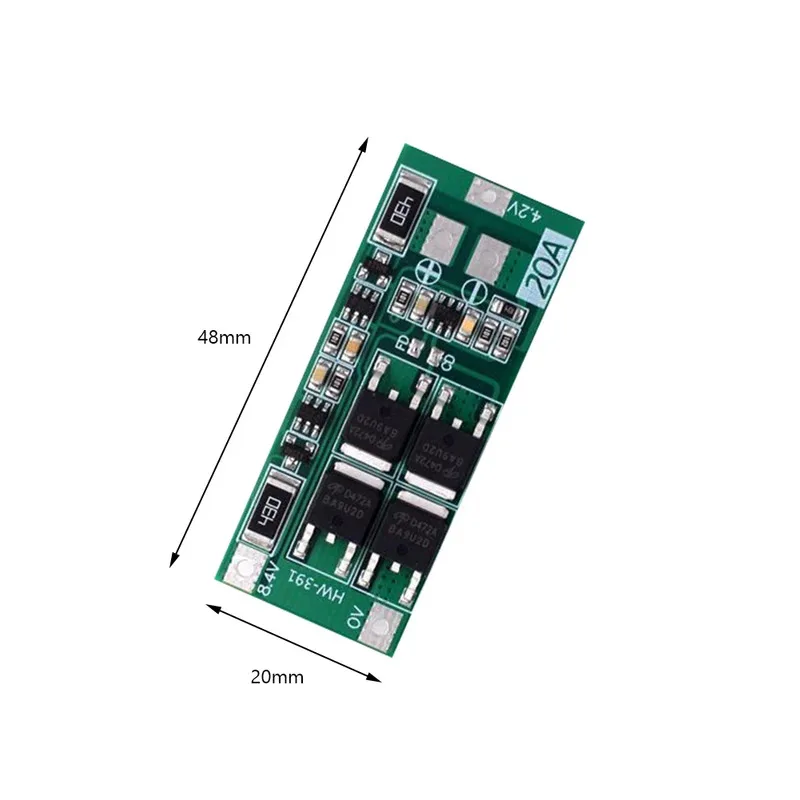 1-30PCS HW-391 2S 20A 7.4V 8.4V 18650 BMS Module 18650 Lithium Battery Charger Protection Board Standard/Balance Module for DIY - Image 5