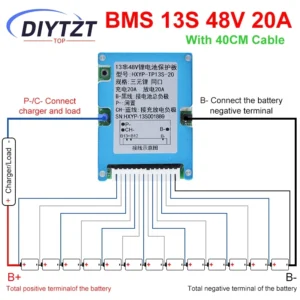 DIYTZT 13S 48V 20A BMS Lmo Ternary Li-ion Lithium 18650 Battery Charge Protection Board With Heat Sink Common Port 2-in-1