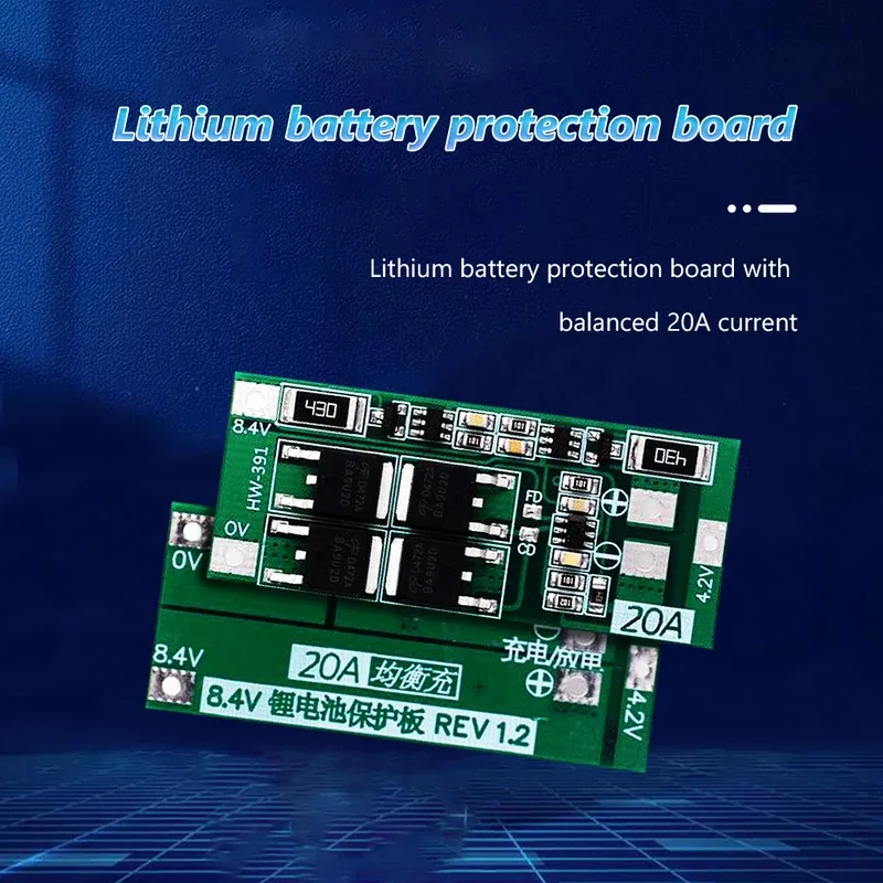 1-30PCS HW-391 2S 20A 7.4V 8.4V 18650 BMS Module 18650 Lithium Battery Charger Protection Board Standard/Balance Module for DIY - Image 4