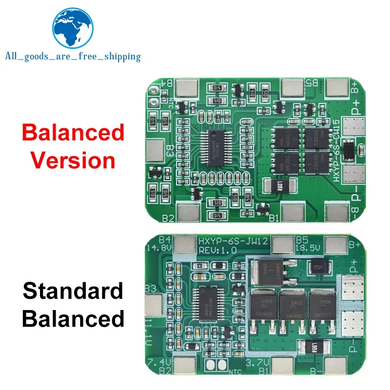 1/3PCS 6S 22.2V 25.2V 14A 20A 18650 Li-ion Lithium Battery Charger Protection Board With Balanced PCB BMS 6 Pack Cells Module - Image 2