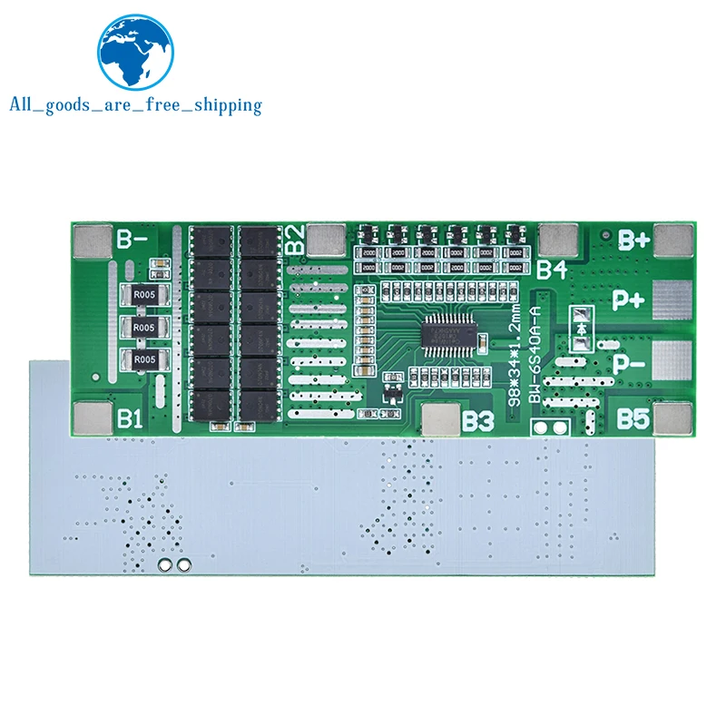 TZT 1/5PCS 24V 6S 40A BMS 18650 Li-Ion Lithium Battery Poretect Board Solar Lighting BMS PCB With Balance For Ebike Scooter - Image 4