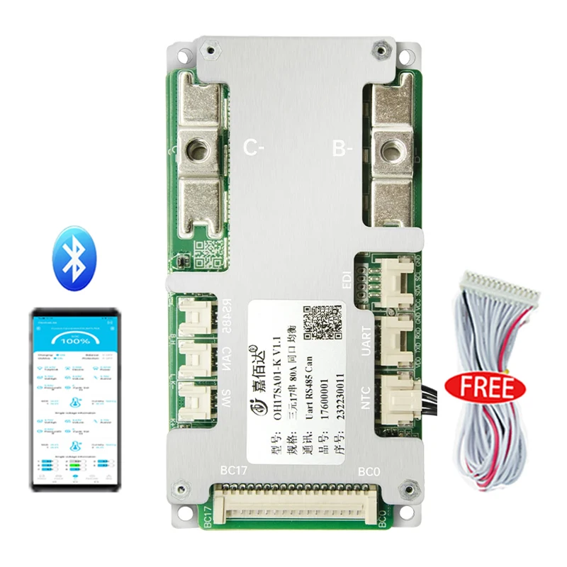 BMS JBD Smart BMS Lifepo4 16S 48V 100A 7S 8S 24V 36V 10S 12S BT BMS Li-ion With UART RS485 NTC For 18650 E-bike Lithium Battery - Image 2