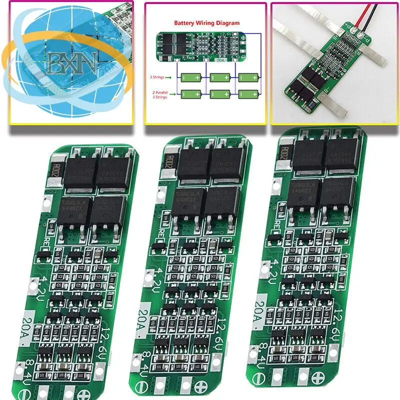 1-20pcs 3S 20A Li-ion Lithium Battery 18650 Charger PCB BMS Protection Board 12.6V 59x20x3.4mm Li-ion Battery for Drill Motor - Image 2