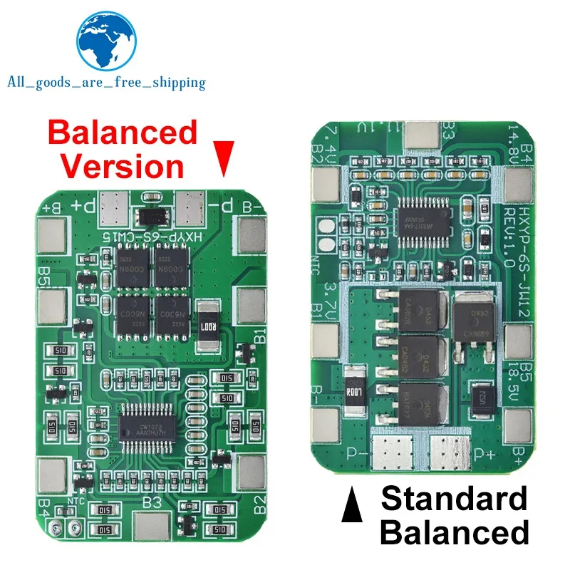 1/3PCS 6S 22.2V 25.2V 14A 20A 18650 Li-ion Lithium Battery Charger Protection Board With Balanced PCB BMS 6 Pack Cells Module - Image 4