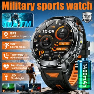 Smart Watch Men 2026 New TANK Ultra 1400mAh Battery Military Smart Watch 10ATM Waterproof Heart Rate Tactical LED Flashlight Men Sports Bracelet