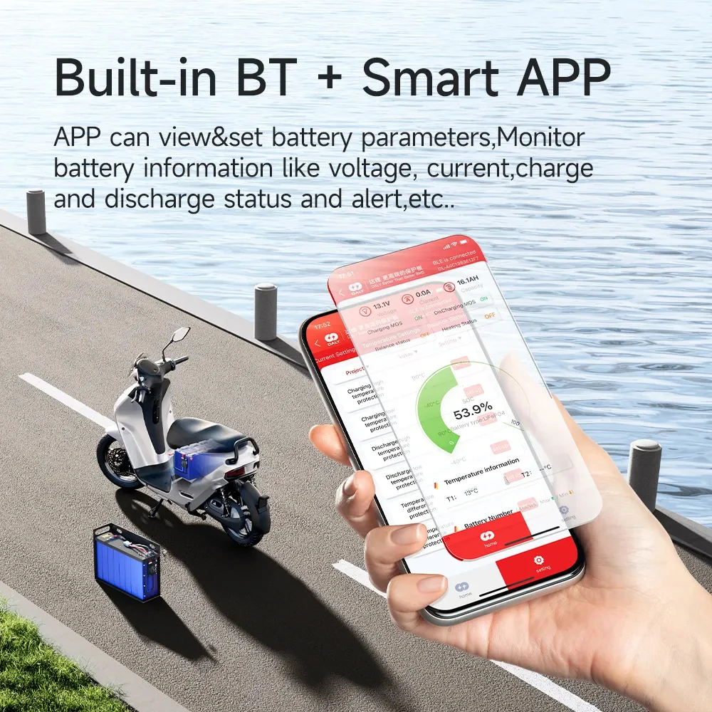 Daly Red Y Smart BMS 4-8S 7-17S 7-24S Automatically Identified 30A-200A Build-in BT UART Li-ion LiFePo4 LTO E-bike E-vehicle - Image 4