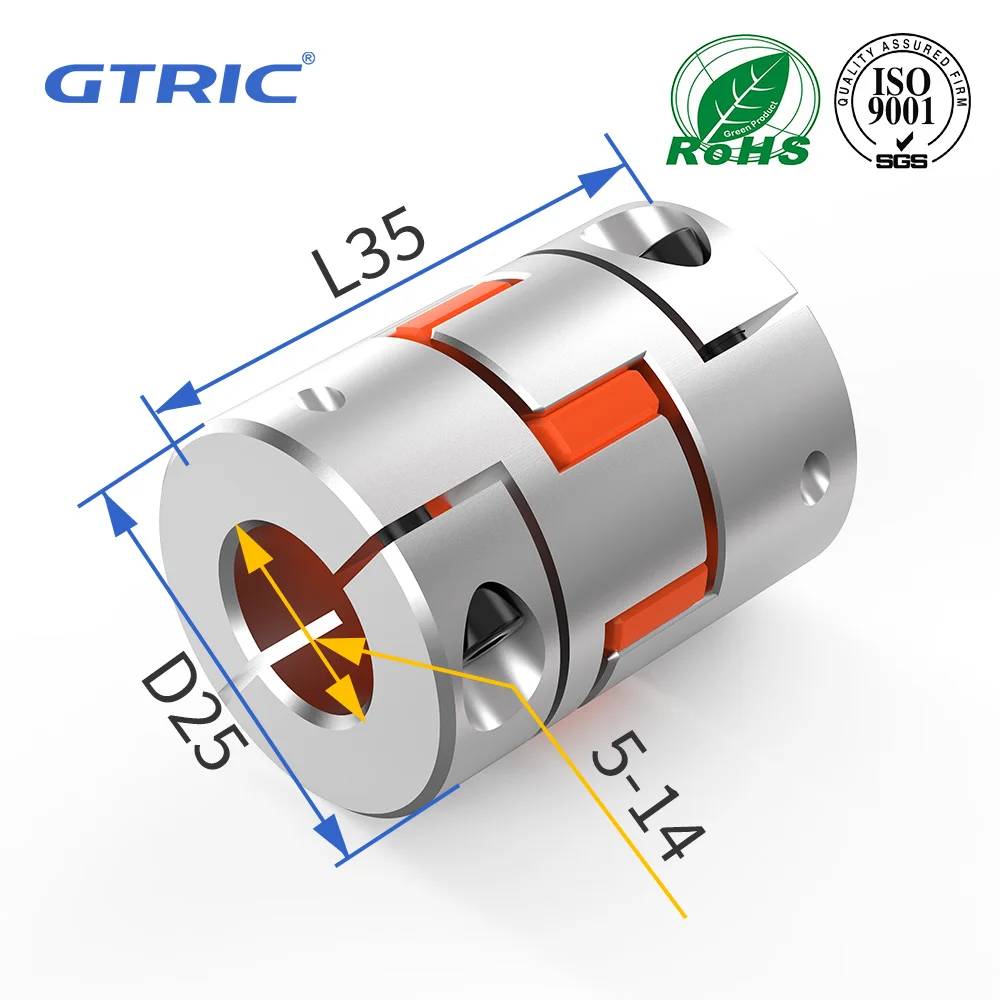 Flexible Shaft Coupler GTRIC Jaw Shaft Coupler D25L35 Spider Flexible Motor Aluminium Flexible Coupling Encoder Connector5/6/6.35/7/8/9/10/11/12/14 mm