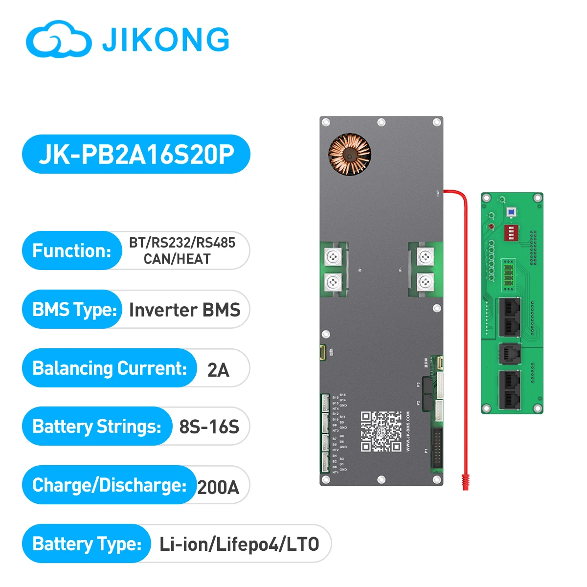 JIKONG V19 JK-PB2A16S20P Smart BMS 8S-16S 200A Li-ion/ Lifepo4/ LTO Battery Household Energy Inverter BMS Active Balancer 2A - Image 6