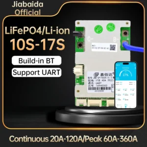 Jiabaida Electric Bicycle Smart BMS 20A-120A UART BT 10S 11S 13S 14S 15S 16S 17S 36V 48V for LiFePO4 Li-ion Batteries Pack