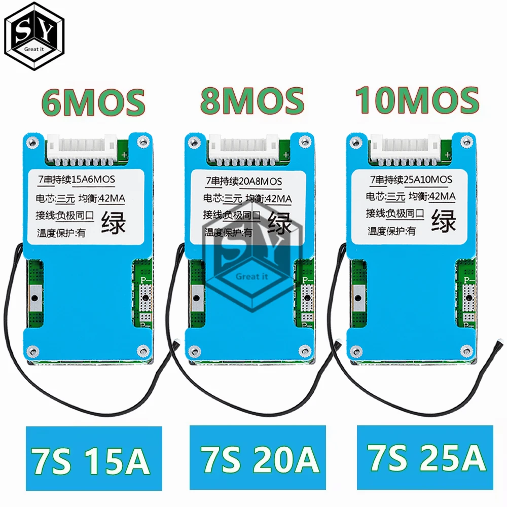 BMS 7S 24V 15A 20A 25A Li-ion Lmo Ternary Lithium 18650 Battery Charge Protection Board Balance And NTC Temperature Protect - Image 3